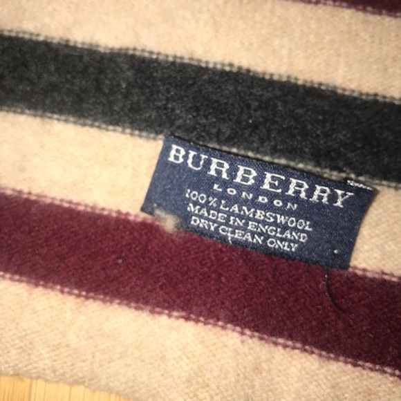 Burberry 100% Lambs Wool Striped Scarf - Picture 3 of 3